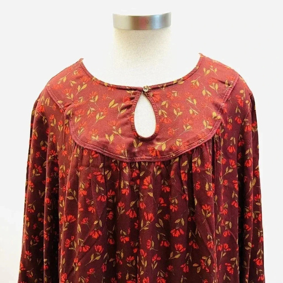 NWT SONOMA Women Long Sleeve Pullover Knee Length Loose Fit Floral Dress Size 2X - Picture 1 of 13